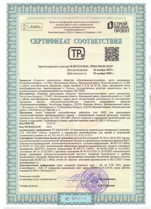 РБ 01227 Плиты покрытий ребристые ПКР